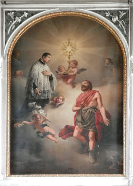 Chiesa di S. Rocco a PADERGNONE (Rodengo Saiano) in Franciacorta. La statua di San Rocco, restaurata. La foto è di Angelo Gnocchi da Gussago