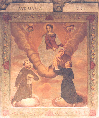Affresco posto al centro del vecchio portico della cascina Ronconi “Runcù”