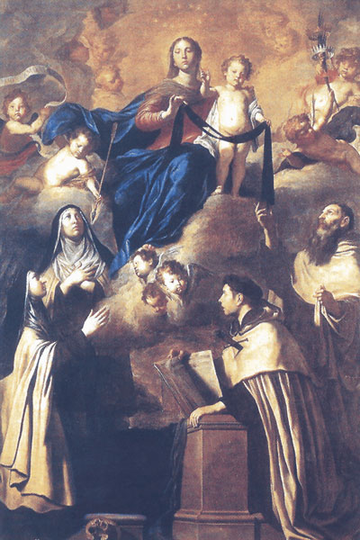 Dipinto di Pietro Novelli a documentare la storia e la devozione verso la Madonna del Carmelo, 